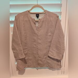 Eileen Fisher Taupe Linen Top Size M